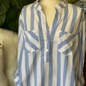 Blue and White Stripe Top